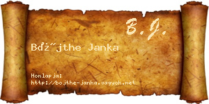 Bőjthe Janka névjegykártya